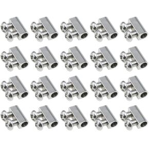 20PCS Silver Adjustable New Upgraded Wire Rope Clip Fastener 3mm Wire Hole Pendant Positioning Collet Lighting Hardware Accessory for Ceiling and Pendant Lighting