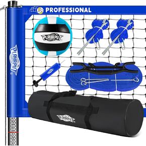 Professional Volleyball Net Set with Height Adjustable Aluminum Scoring Poles,PU Volleyball,Upgraded Anti-sag Winch,Carrying Bag,Heavy Duty Portable Volleyball Net for Backyard Beach Outdoor