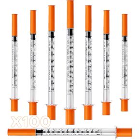 1mL/cc 29G 1/2" (12.7mm) Syringe, Lab Syringes Individually Wrapped, Pack of 100