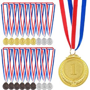 18 Pieces Gold Silver Bronze Award Medals Metal Winner Award Medals with Neck Ribbon Olympic Style Winner Medals 1st 2nd 3rd Prize for Competitions, Party,Olympic Style, 2 Inches