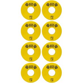 Micro Gainz Standard 1-Inch Center Hole Yellow .50LB Fractional Weight Plates 8 Piece Set- Designed for Standard 1-Inch Barbells and Dumbbells, Made in USA