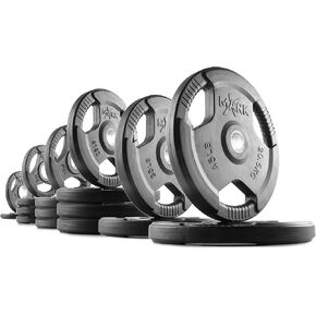 XMark Olympic Plates, Pairs and Sets, Olympic Weight Plates, Rubber Coated Olympic Weight Plate Set, Olympic Barbell Weight Set for Home
