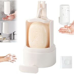 Bar Soap Dispenser, Soap Grinder for Bar Soap Wall-Mounted, Waterproof Soap Grinder for Bar Soap, Easy to Install & No Drilling for Bathroom, Kitchen, Hotel (One, White, NO SOAP, NO Desiccant)
