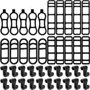 20pcs Bicycle Light Silicone Straps, 4 Styles Bike Rubber Straps Elastic Bike Silicone Mount Band Flashlights Cell Phones Speaker Lights Holder with S Buckles for Bicycle Light Sets Handlebar