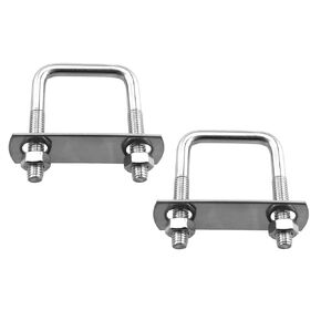 RLECS 2PCS 65mm Length 304 Stainless Steel U Bolt Clamp Silver Square Clamp Camper Trailer Boat Bolt Bar Bracket Suitable for Pipework and Mechanical Fittings