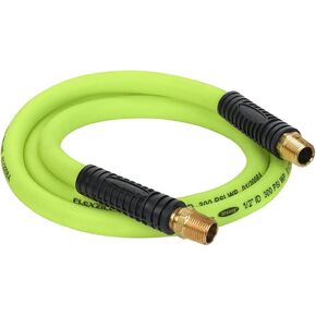 Flexzilla Swivel Whip Air Hose, 1/2 in. x 6 ft. (1/2 in. MNPT Swivel x 1/2 in. MNPT Ends), Heavy Duty, Lightweight, Hybrid, ZillaGreen - HFZ1206YW4S