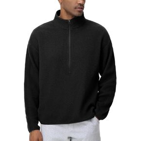 THE GYM PEOPLE Men's Half Zip Oversized Fleece Pullover Sweatshirt Stand Collar Winter Sherpa Warm Sweaters with Pocket