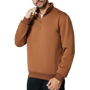 Men's Quarter Zip Up Pullover Long Sleeve Mock Neck Sweatshirt Casual Slim Fit Fleece Sweaters