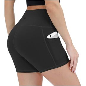 ALONG FIT Women High Waisted Biker Shorts Tummy Control Workout Yoga Shorts with Pockets Athletic Workout Running Shorts
