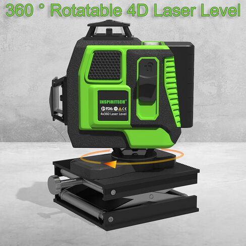 مستوى الليزر للبلاط 360 مستوى ذاتي التسوية - الأرضية 4x360 شعاع أخضر عبر خط أداة تسوية الليزر - 16 خط سقف ليزر نيفيل للبناء مع علبة صلبة الجوانب وبطاريتين in Kuwait