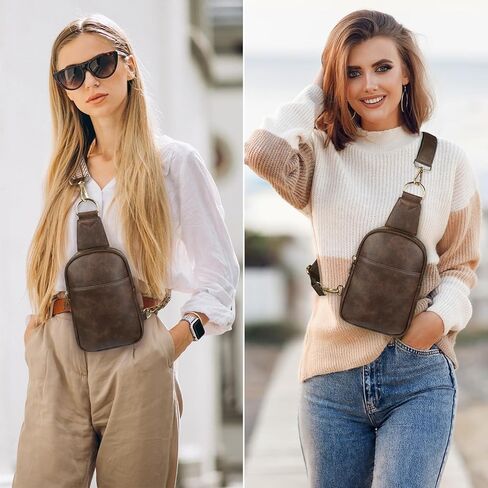 qOECI Fanny Pack للنساء والرجال في كل مكان حقيبة حزام مع 5 جيوب بسحاب، حقائب كروس من جلد البولي يوريثان للنساء حقيبة خصر عصرية عصرية وأشرطة قابلة للتعديل عبر الجسم حقيبة سفر على الصدر in Kuwait