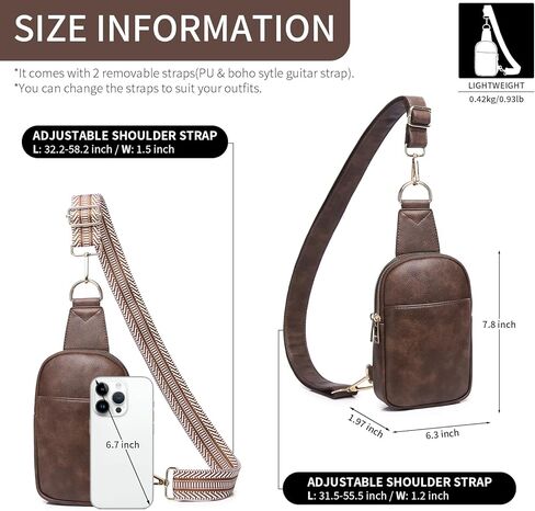 qOECI Fanny Pack للنساء والرجال في كل مكان حقيبة حزام مع 5 جيوب بسحاب، حقائب كروس من جلد البولي يوريثان للنساء حقيبة خصر عصرية عصرية وأشرطة قابلة للتعديل عبر الجسم حقيبة سفر على الصدر in Kuwait