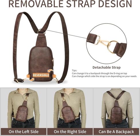 qOECI Fanny Pack للنساء والرجال في كل مكان حقيبة حزام مع 5 جيوب بسحاب، حقائب كروس من جلد البولي يوريثان للنساء حقيبة خصر عصرية عصرية وأشرطة قابلة للتعديل عبر الجسم حقيبة سفر على الصدر in Kuwait