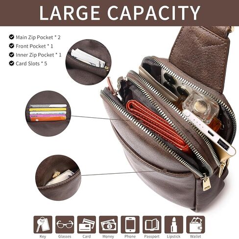qOECI Fanny Pack للنساء والرجال في كل مكان حقيبة حزام مع 5 جيوب بسحاب، حقائب كروس من جلد البولي يوريثان للنساء حقيبة خصر عصرية عصرية وأشرطة قابلة للتعديل عبر الجسم حقيبة سفر على الصدر in Kuwait