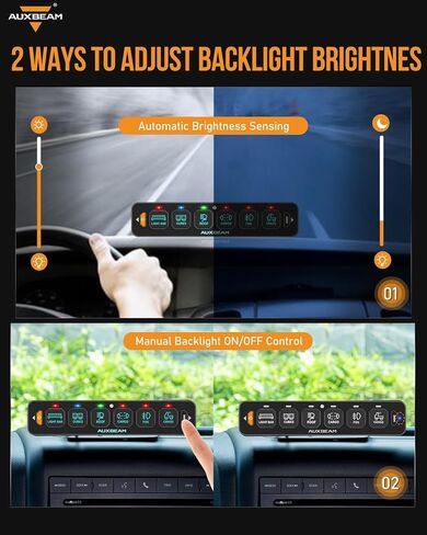 لوحة مفاتيح Auxbeam 6 Gang Slim Switch Panel RGB AS-R60 لوحة تبديل خافتة أوتوماتيكية مع مفتاح تبديل LED نابض مؤقت وإضاءة خلفية 12-24 فولت لشاحنة الطرق الوعرة وقارب السيارة مقاوم للماء، ضمان لمدة عامين in Kuwait