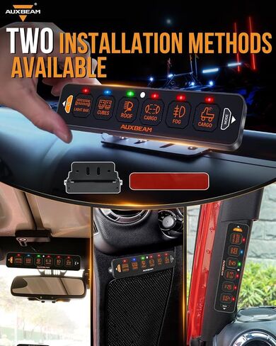 لوحة مفاتيح Auxbeam 6 Gang Slim Switch Panel RGB AS-R60 لوحة تبديل خافتة أوتوماتيكية مع مفتاح تبديل LED نابض مؤقت وإضاءة خلفية 12-24 فولت لشاحنة الطرق الوعرة وقارب السيارة مقاوم للماء، ضمان لمدة عامين in Kuwait