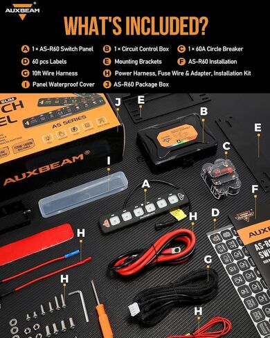 لوحة مفاتيح Auxbeam 6 Gang Slim Switch Panel RGB AS-R60 لوحة تبديل خافتة أوتوماتيكية مع مفتاح تبديل LED نابض مؤقت وإضاءة خلفية 12-24 فولت لشاحنة الطرق الوعرة وقارب السيارة مقاوم للماء، ضمان لمدة عامين in Kuwait