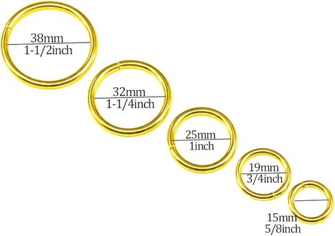 Swpeet 50Pcs 5 Sizes 3/2" 3/4" 1" 3/5" 5/4" Multi-Purpose Metal O Ring Metal Rings for Belts Hardware Bags Keychain Hand DIY in Saudi Arabia