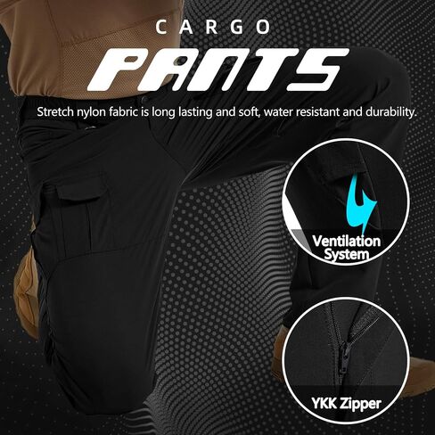 Men's Quick Dry Cargo Pants Water Resistant Tactical Pants Lightweight Stretch Outdoor Work Hiking Pants in Saudi Arabia
