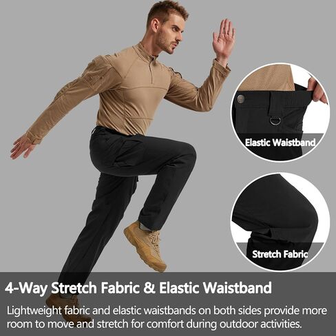 Men's Quick Dry Cargo Pants Water Resistant Tactical Pants Lightweight Stretch Outdoor Work Hiking Pants in Saudi Arabia