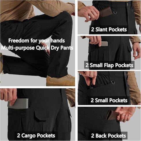 Men's Quick Dry Cargo Pants Water Resistant Tactical Pants Lightweight Stretch Outdoor Work Hiking Pants in Saudi Arabia