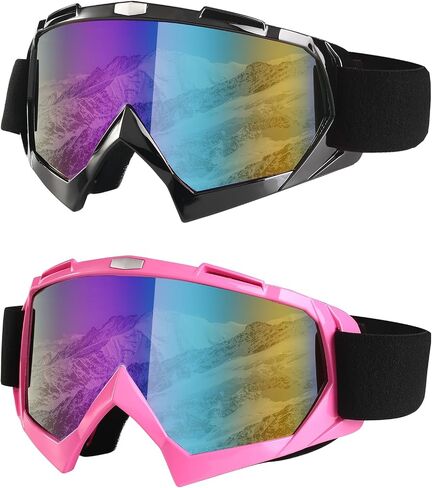 Ski Goggles-2 Pack Over Glasses Snow Snowboard Goggles- Anti-fog Anti-UV Protection Wide View for Men Women Adult in Kuwait