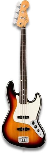 Fender Player II Jazz Bass 3 ألوان Sunburst مع حزمة أصابع خشب الورد مع حقيبة جيتار كهربائي Fender باللون الأسود، يختار جيتار السيلولويد الكلاسيكي من Fender 12 حزمة وكابل أداة Fender بطول 10 أقدام باللون الأسود in Kuwait