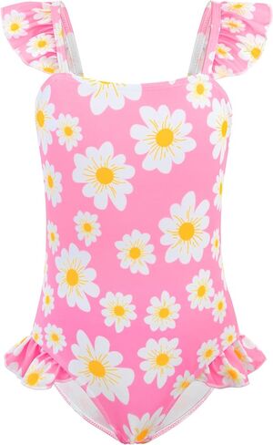 DAXIANG Girls One Piece Ruffle Strap Swimsuit Quick Dry Mermaid Swimwear Beach Sport Bathing Suit for Toddler Kids 4-11 Years in Saudi Arabia