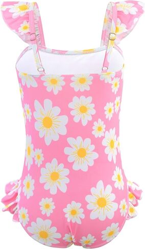 DAXIANG Girls One Piece Ruffle Strap Swimsuit Quick Dry Mermaid Swimwear Beach Sport Bathing Suit for Toddler Kids 4-11 Years in Saudi Arabia