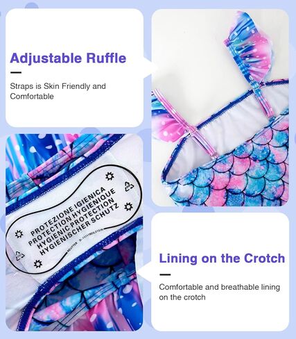 بدلة سباحة DAXIANG للفتيات قطعة واحدة بحزام مكشكش سريعة الجفاف ملابس سباحة حورية البحر بدلة استحمام رياضية للشاطئ للأطفال الصغار من سن 3 إلى 10 سنوات in Kuwait