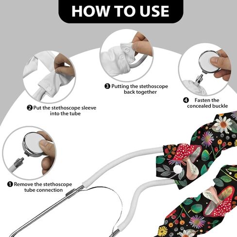 2 Pack Stethoscope Covers for Nurses Mushroom Floral Nurse Doctor Stethoscope Sleeve with Button Gifts for Women Universal for Most Standard Stethoscope Cover in Kuwait