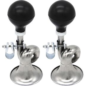 2 Pack Bugle Horn, Coolrunner Retro Clown Horn, Kids Bike Horn, Classic Vintage Metal Twist Loudspeaker Siren Hooter Snail Air Horn for Vehicles Bicycles Golf Cart