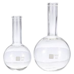 PATIKIL 250ml, 500ml Boiling Flask, 2Pack 3.3 Borosilicate Glass Single Neck Flat Bottom Flask with 24/40 Standard Taper Outer Joint for Laboratory, Clear