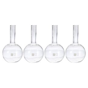 PATIKIL 500ml Boiling Flask, 4Pcs 3.3 Borosilicate Glass Single Neck Flat Bottom Flask Heavy Wall with 24/40 Standard Taper Outer Joint for Laboratory, Clear