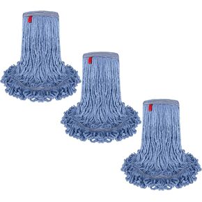 KLEEN HANDLER Blended Loop End Heavy Duty Mop Head Replacement, Wet Mop Refills for Commercial and Household Floor Cleaning, Blue, 20 Oz (6-Pack)