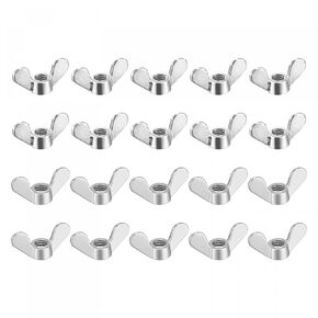 uxcell M5 M6 Wing Nuts Butterfly Nut Zinc Plated Silver Tone 40pcs