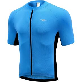 Przewalski Men's Cycling Jersey Bike Short Sleeve Full Zipper Bicycle Biking Shirts with 3 Rear Pockets Breathable