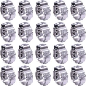 mankk 20PCS 3/8" PEX Cinch Clamp Rings, Stainless Steel Single Ear Clamp Rings Pinch Clamps (Open Diameter 13.3mm), for PEX Tubing Pipe Fitting Connections M-073-13.3