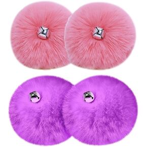 4 Pcs Large Roller Skate Pom Poms Tie on Pom Poms Fluffy Pom Poms Shoe Lace Charms Kids Roller Skate Accessories with Bells