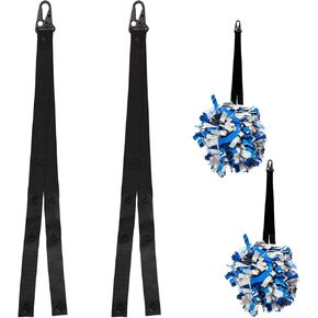 2pcs Cheer Pom Holder, Adjustable Pom Pom Holder Straps Cheerleading Pom Pom Holder Pom Holder for Backpack Cheerleading Accessories for Teen Girls Sports(Black)