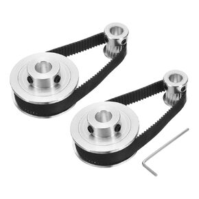 uxcell 2 Set GT-2 Synchronous Wheel 20&60 Teeth 8&10mm Bore, Aluminum Alloy Timing Pulley Wheel with 2Pcs Length 200mm Width 10mm Belt for 3D Printer, CNC Machine (20-60T-8&10B-10)