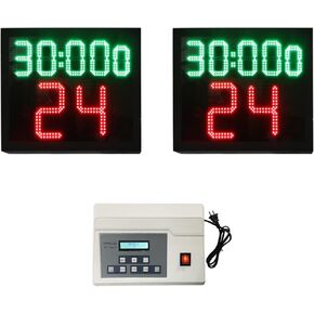 2 Units Basketball Timer Shot Clock & Controller,14/24 Seconds Countdown Clock,Portable Shot Clock with Buzzer, Support Tripod Installation (Game TIME+ Shot Clock)