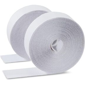 Double Sided Hook and Loop Tape 2 in x 26 ft, Nylon Hook and Loop Strips, Strong Sticky Back Picture Hanging Strips, Reusable Self-Gripping Straps with Adhesive for Home/School/Office Use (White)