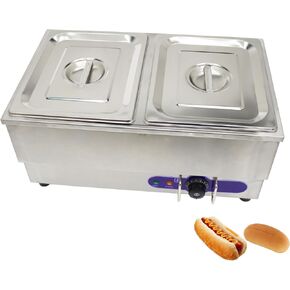 110V Commercial Hot Dog Steamer & Bun Warmer Steamer for hypermarket Food Industry with 2 Sets of Stainless Steel Basin