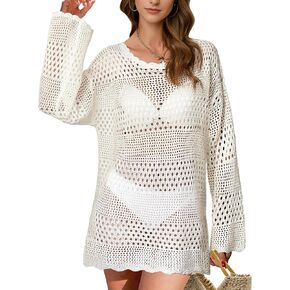 Buauty Womens Swimsuit Coverup Crochet Swim Cover Ups Bikini Bathing Suits Swimwear 2025 Summer Beach Dress Vacation Outfits