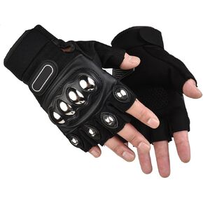 Tactical Gloves, Men Women Steel Fingerless Motorcycle Gloves, Knuckle Hard Shell Leather Riding Gloves for Shooting Cycling Paintball Driving and Hunting