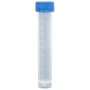 Globe Scientific 6102B Polypropylene Molded Graduations Conical Bottom Self Standing Transport Tubes with Separate Blue Polyethylene Screw Cap, 10ml Capacity, Pack of 1000