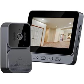 Irishom 4.3 Inch IPS Screen 2.4G Wire Less Visual Intercom Doorbell with Screen, Wire Less Smart High-Definition Video Monitoring Intelligent Doorbell Two-Way intercom