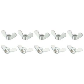 M6x5.5mm(DxL) Butterfly Wing Nuts - 10Pack - Good for Construction Industry - Zinc Alloy Butterfly Wing-Nut - Silver