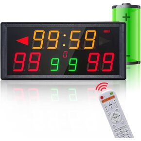 YZ LED Portble Electronic Scoreboard with Timer Clock, Digital Scoreboard with Remote, Basketball Scoreboard with Shot Clock, Battery Powered Cornhole Score Keeper, Ping Pong/Football/Indoor&Outdoor